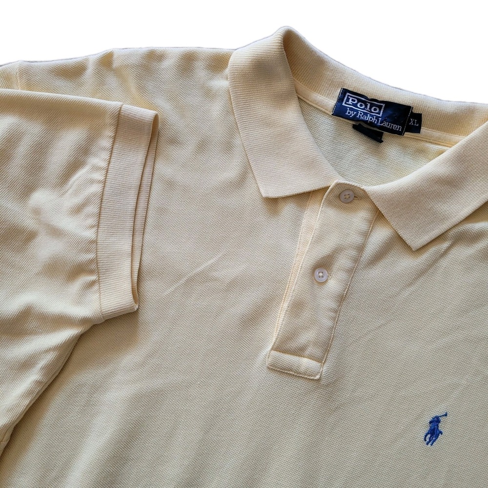Polo Golf Ralph‎ Lauren Shirt Men XL Pique Cotton Pony Logo Butter Yellow Preppy